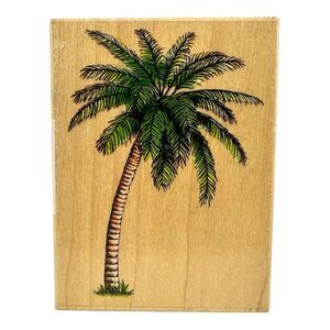 All Night Media Wood Mounted Rubber Stamp Palm Tree Tropical #623J 4” x 3” Used